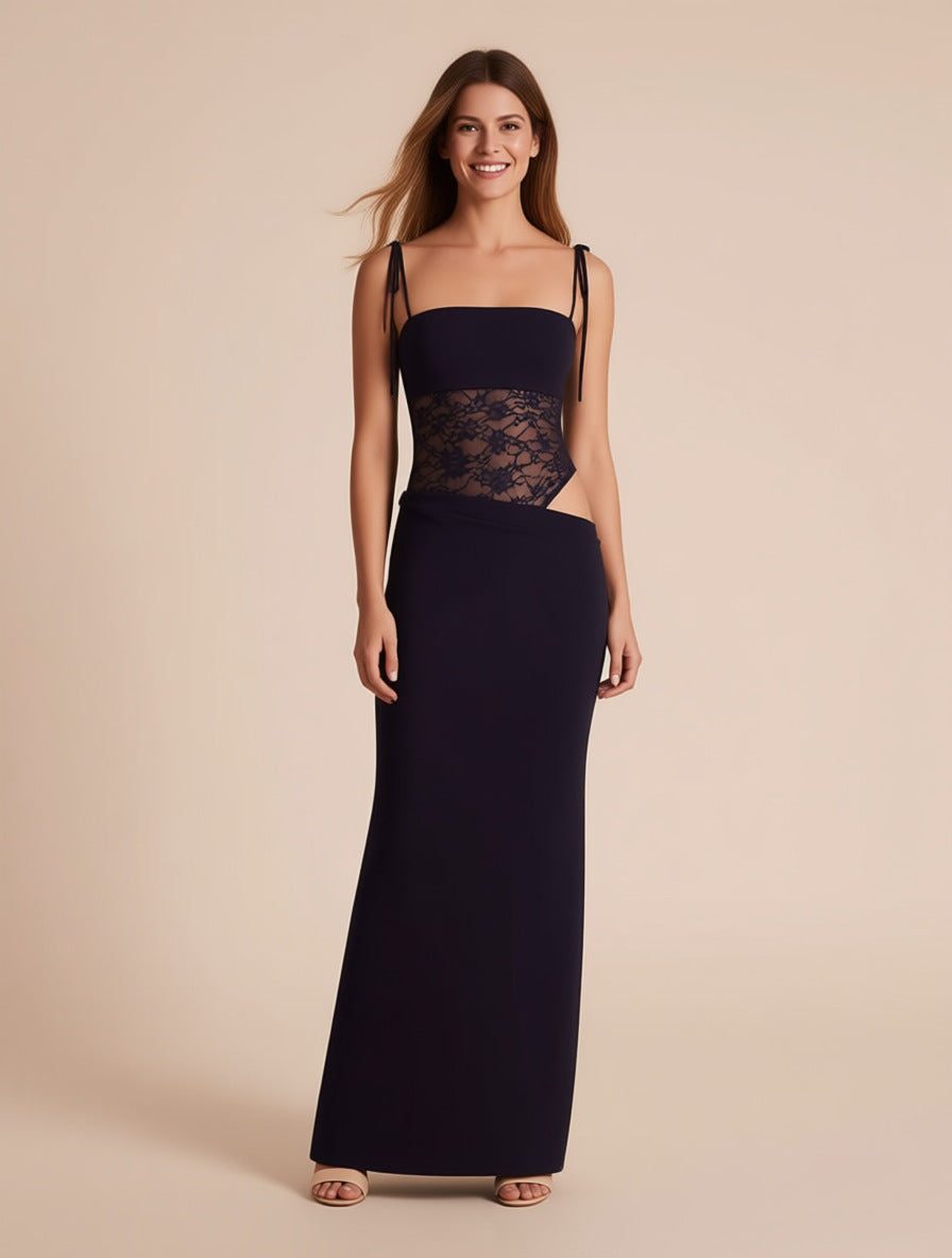 Carmen Black Lace Bodice Cut-Out Maxi Dress