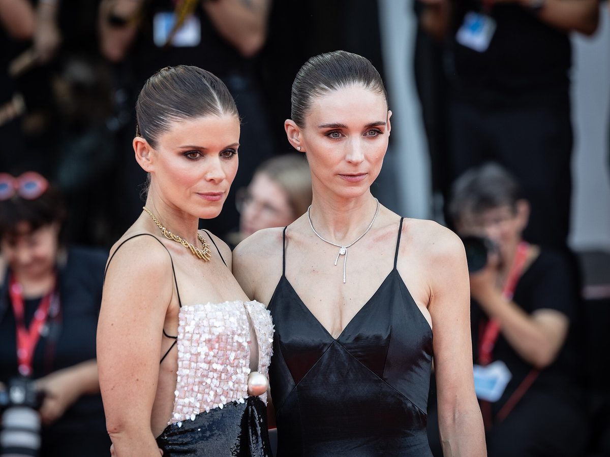 Kate Mara (left) and Rooney Mara at the Venice Film Festival, September 2026 (file photo, not the NYFF Monse look)